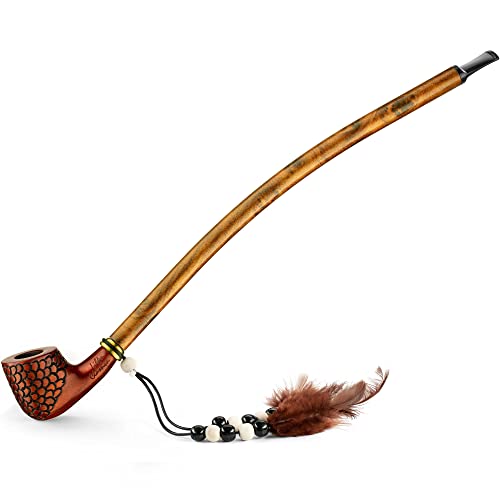 14" Churchwarden Pipe with Feathers & Beads
