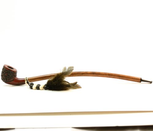 14" Churchwarden Pipe with Feathers & Beads
