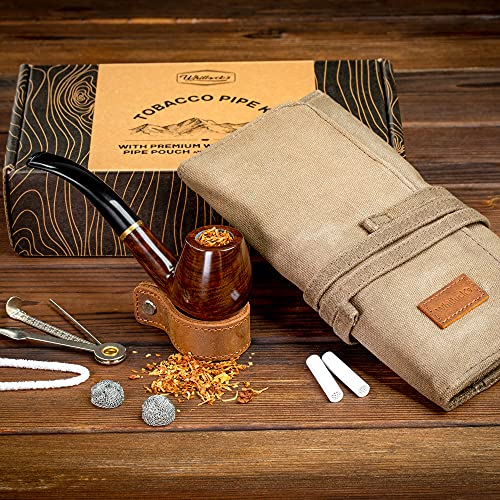 Handmade Tobacco Pipe & Waxed Canvas Roll Set