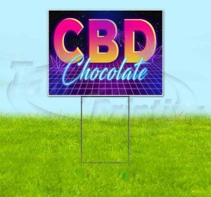 CBD Chocolate Lawn Sign – Retro 80's Style