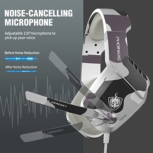 PHOINIKAS Camo Gaming Headset with Noise-Cancelling Mic