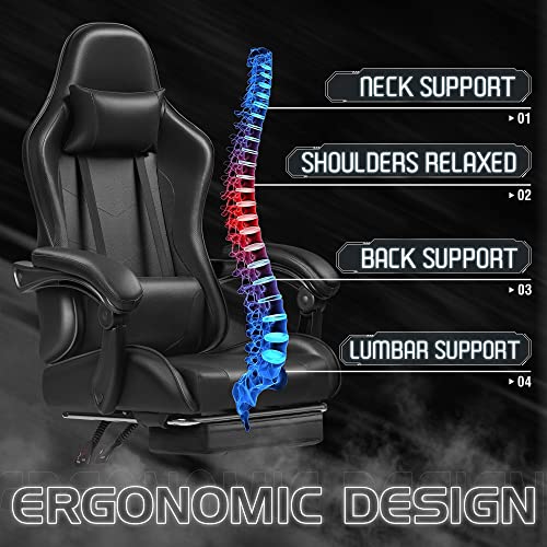 Homall Ergonomic Gaming Chair with Footrest & Massage