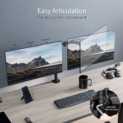 VIVO Dual Monitor Adjustable Desk Mount, Black