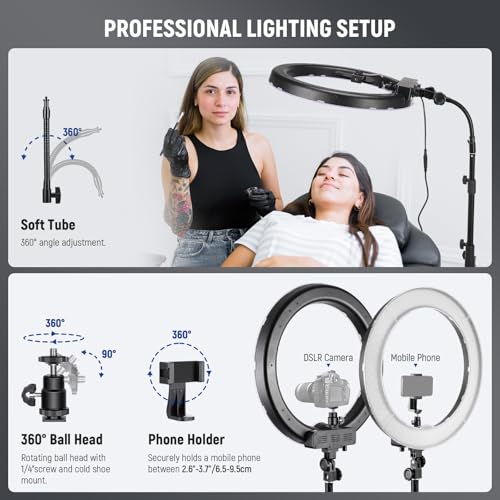 NEEWER 18" Ring Light Kit with Stand & Phone Holder