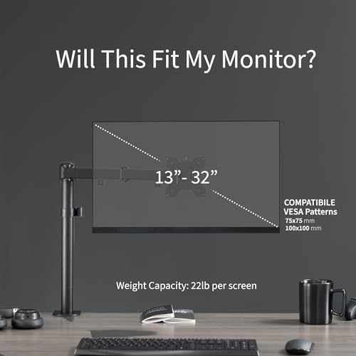 VIVO Adjustable Single Monitor Arm Desk Mount
