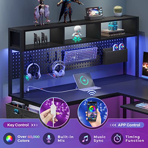 SEDETA L Shaped Gaming Desk with LED Lights