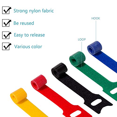 Adjustable Cable Management Ties - 100 Pack