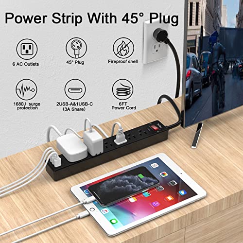 Yintar 6Ft Surge Protector with USB Ports
