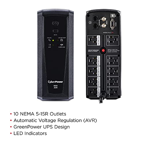 CyberPower 900VA AVR UPS System with 10 Outlets
