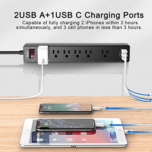 Yintar 6Ft Surge Protector with USB Ports
