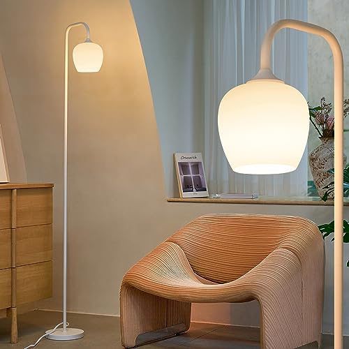 Minimalist White Floor Lamp with Opal Shade