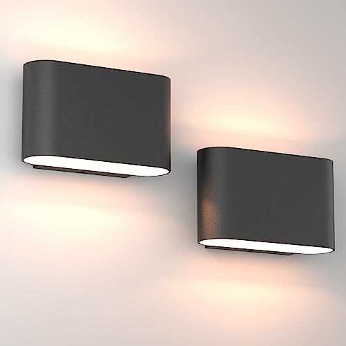 Black Modern LED Wall Sconces - Set of 2