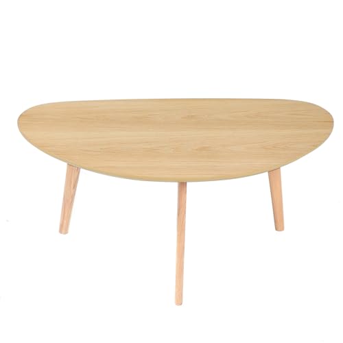 Minimalist Oval Coffee Table in Natural Wood