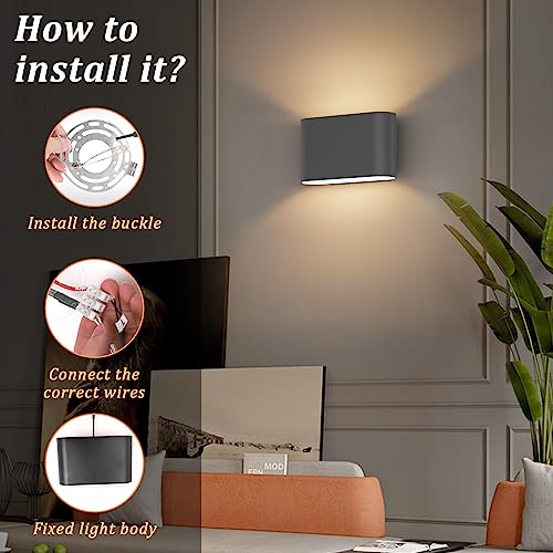 Black Modern LED Wall Sconces - Set of 2