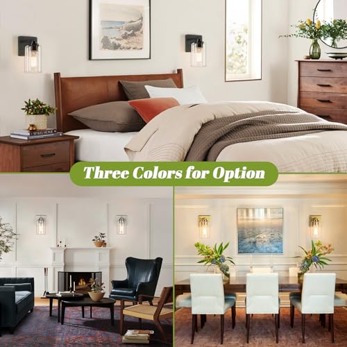 Gold Wall Sconces with Clear Glass Set of 2