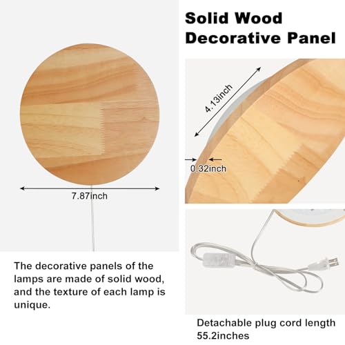 Modern Minimalist Plug-in Round Wood Wall Lamp