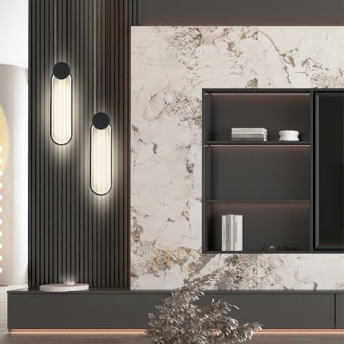 Modern Black LED Oval Pendant Light - 2 Pack