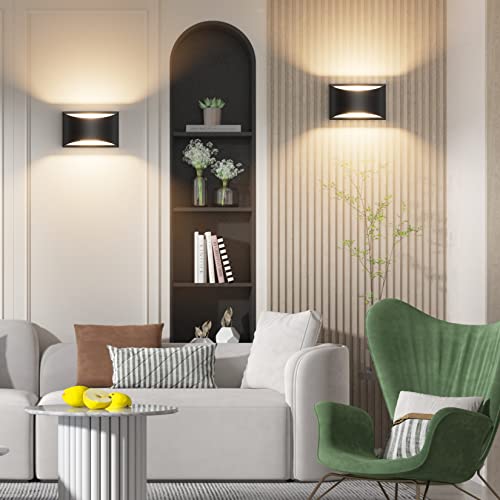 Aipsun Black Modern LED Wall Sconce Set of 2