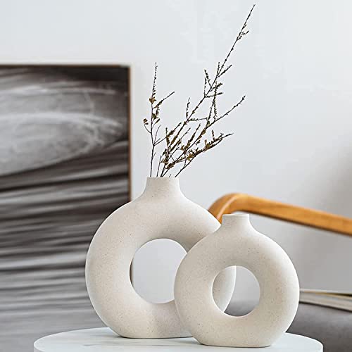 Round White Ceramic Vases for Minimalist Decor