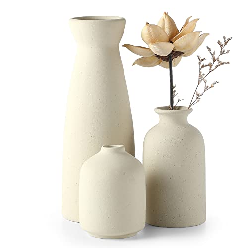 Beige Ceramic Vase Set for Minimalist Decor