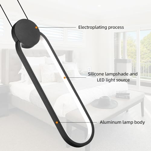 Modern Black LED Oval Pendant Light - 2 Pack