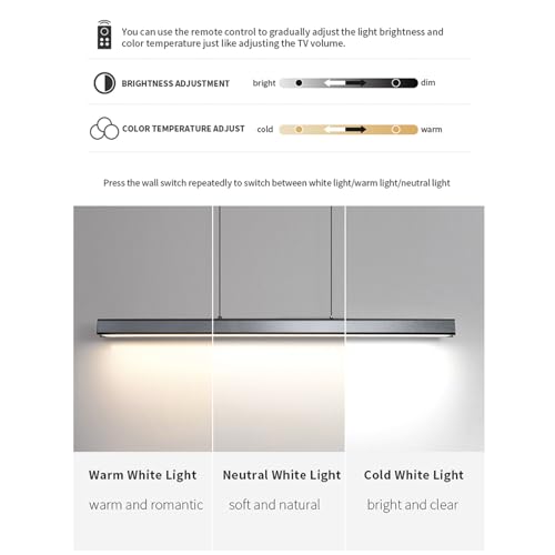 Dimmable Black Minimalist Linear Pendant Light