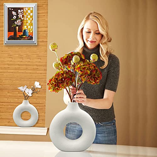 Round White Ceramic Vases for Minimalist Decor