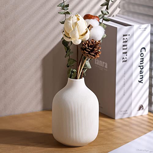 Set of 3 Minimalist White Ceramic Vases
