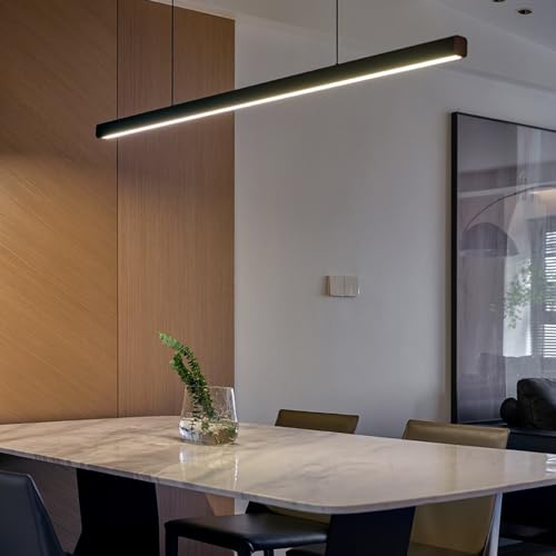 Dimmable Black Minimalist Linear Pendant Light