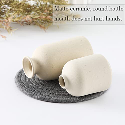 Beige Ceramic Vase Set for Minimalist Decor