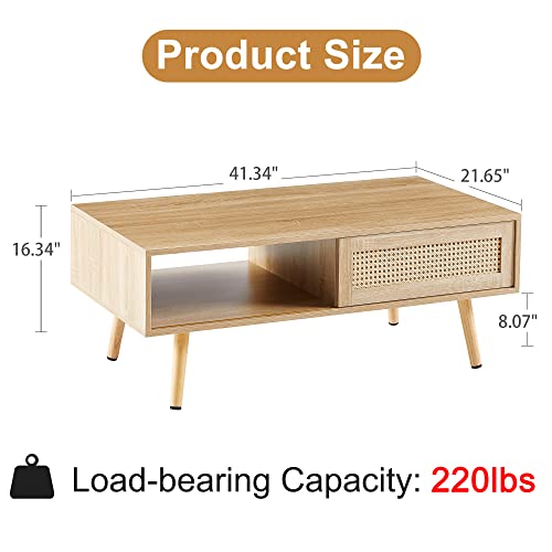 Mid Century Modern Wooden Coffee Table with Storage