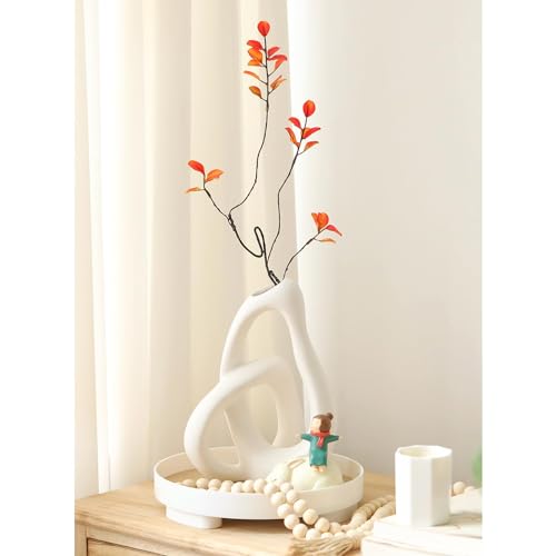 Modern White Ceramic Vase for Minimalist Decor