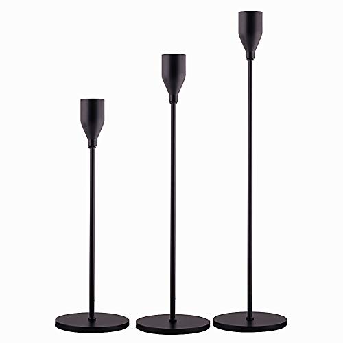 Minimalist Matte Black Candle Holders Set of 3