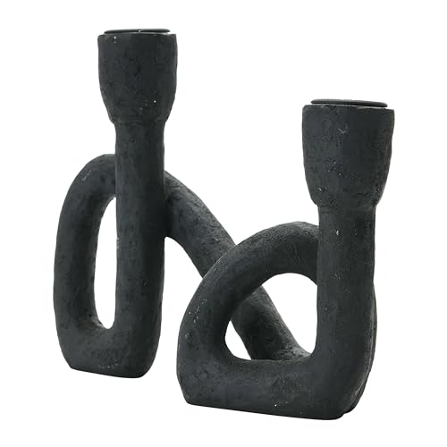 Black Resin Taper Candle Holder by Bloomingville