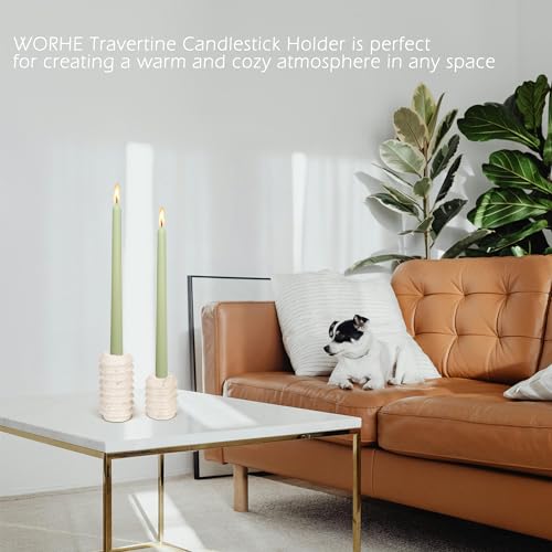 Beige Travertine Candle Holders – Set of 2