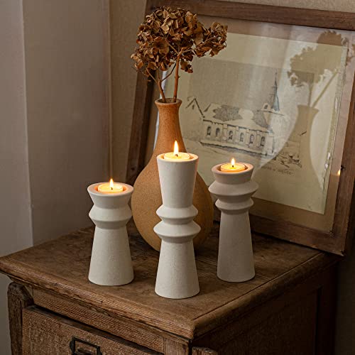 VICBOND Set of 3 Minimalist Ceramic Candle Holders