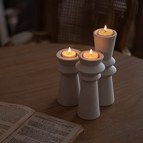 VICBOND Set of 3 Minimalist Ceramic Candle Holders