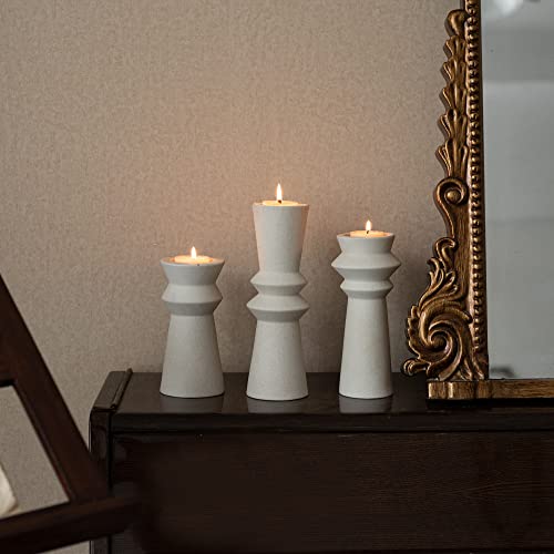 VICBOND Set of 3 Minimalist Ceramic Candle Holders