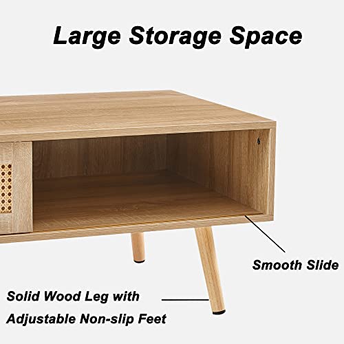 Mid Century Modern Wooden Coffee Table with Storage