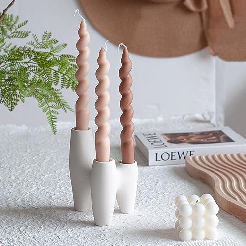Minimalist White Ceramic Cone Candle Holders