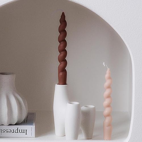Minimalist White Ceramic Cone Candle Holders
