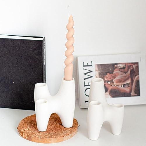 Minimalist White Ceramic Cone Candle Holders