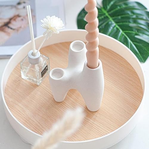 Minimalist White Ceramic Cone Candle Holders