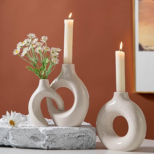Matte Ceramic Candle Holders Set for Minimalist Decor