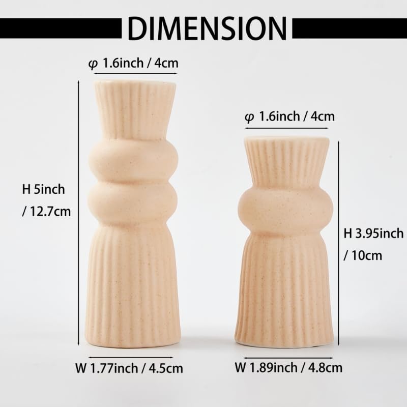 Minimalist Beige Ceramic Knot Candle Holders Set
