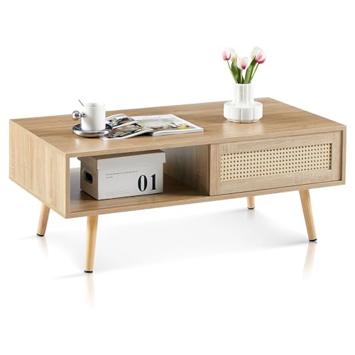 Mid Century Modern Wooden Coffee Table with Storage