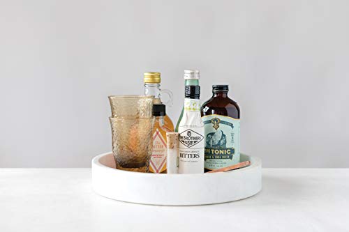 Minimalist Carved Marble Round Tray, 8" White