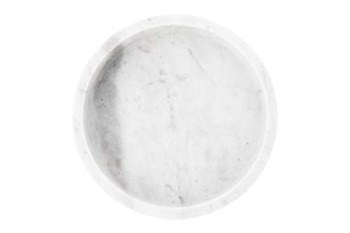Minimalist Carved Marble Round Tray, 8" White