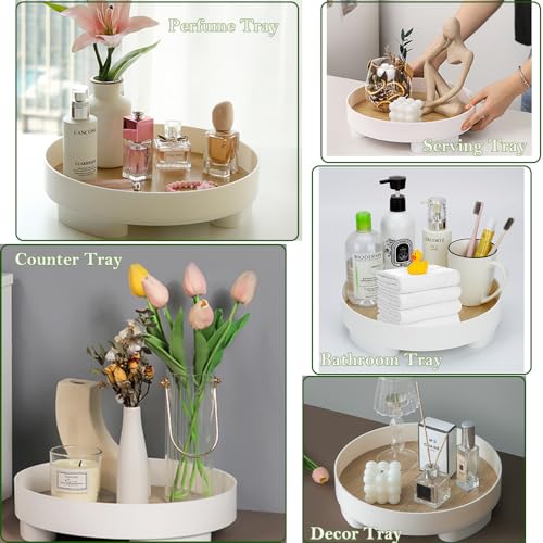 Set of 2 Round Bathroom Organizer Trays