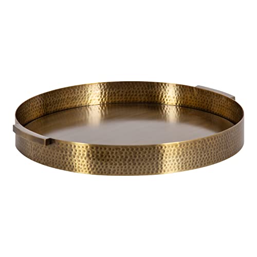 Minimalist Round Metal Tray with Hammered Surface